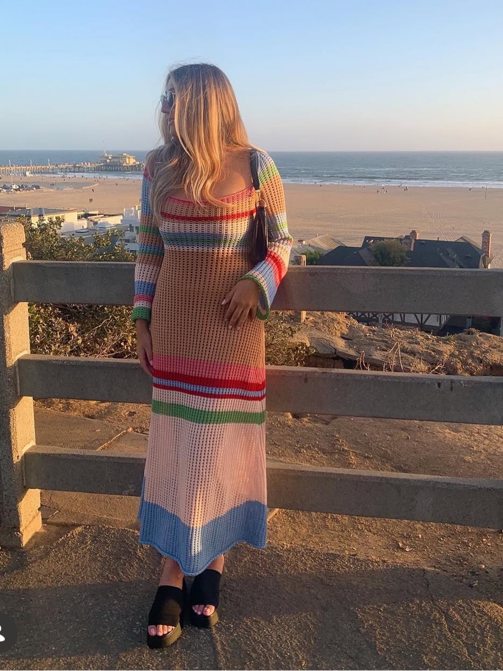 VRG GRL Striped Crochet Maxi Dress